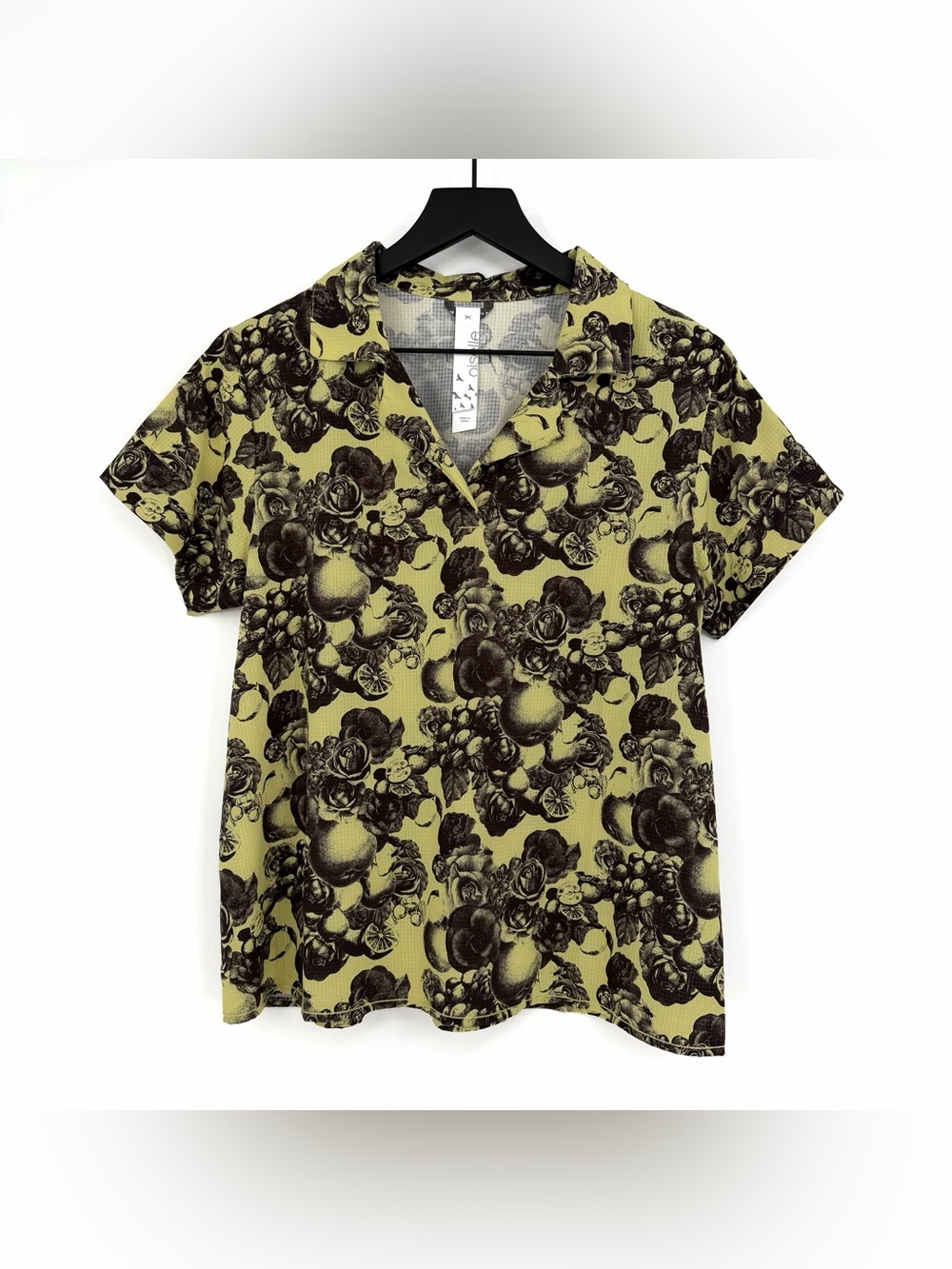 OISELLE Fruit Floral Polo Yellow Black 6